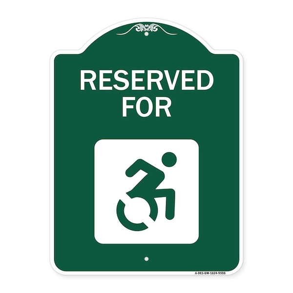 Signmission Reserved For With Accessible Symbol Heavy-Gauge Aluminum Architectural Sign, 24" x 18", GW-1824-9908 A-DES-GW-1824-9908 - main